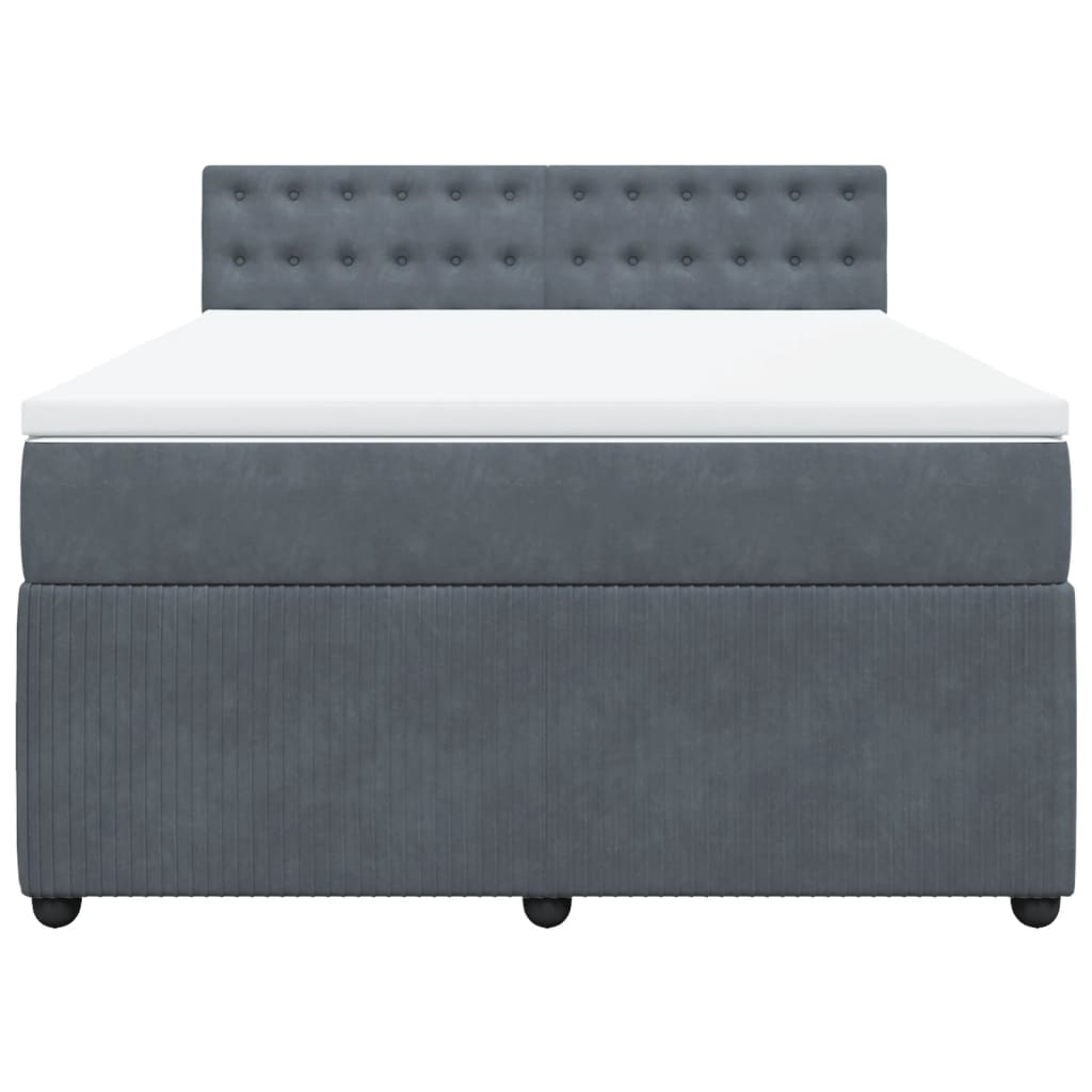 Boxspring met matras fluweel donkergrijs 140x190 cm