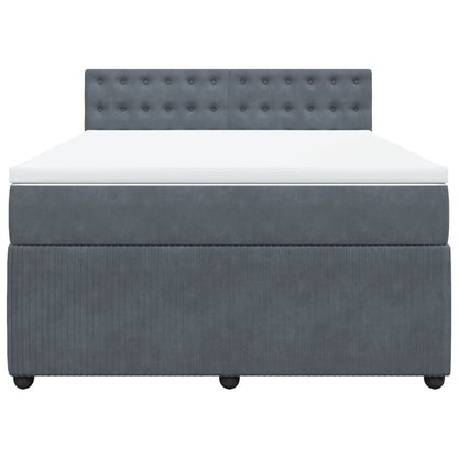 Boxspring met matras fluweel donkergrijs 140x190 cm