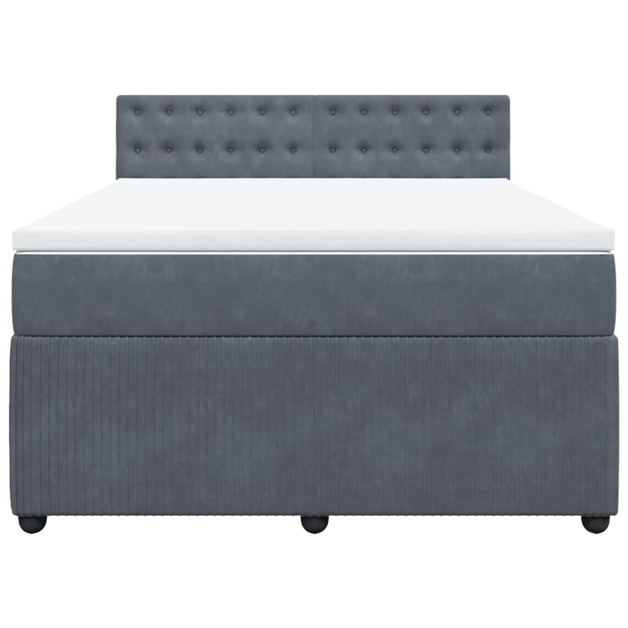 Boxspring met matras fluweel donkergrijs 140x190 cm
