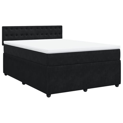 Boxspring met matras fluweel zwart 140x190 cm
