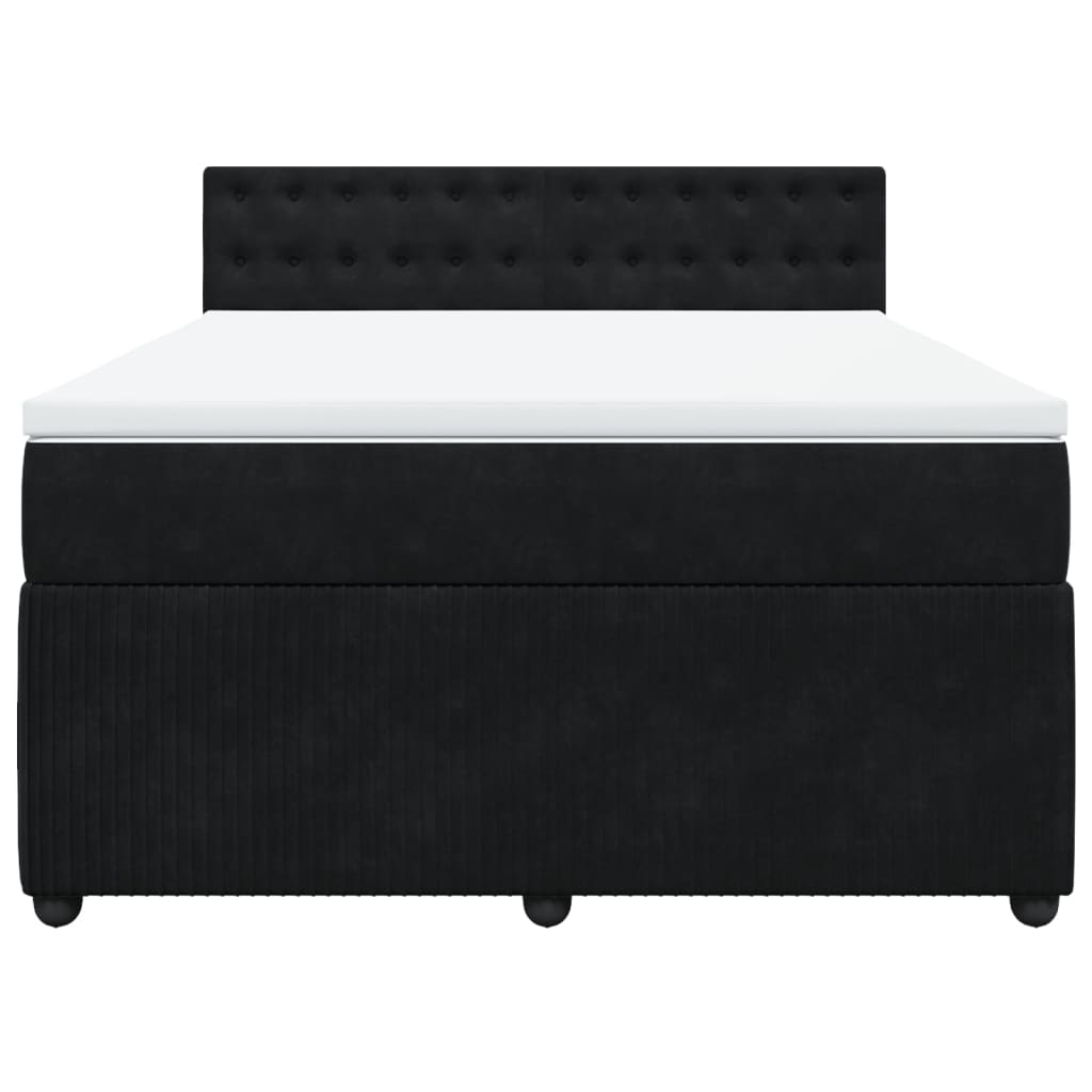 Boxspring met matras fluweel zwart 140x190 cm
