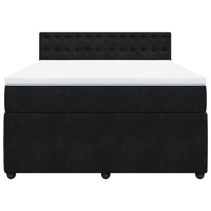 Boxspring met matras fluweel zwart 140x190 cm