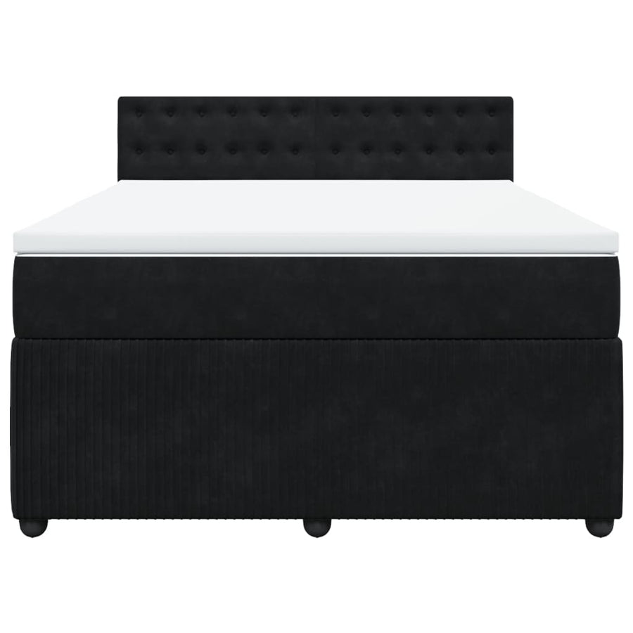 Boxspring met matras fluweel zwart 140x190 cm