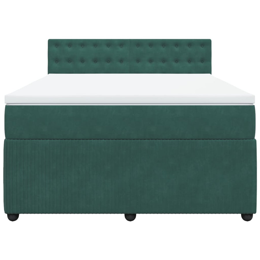 Boxspring met matras fluweel donkergroen 140x190 cm