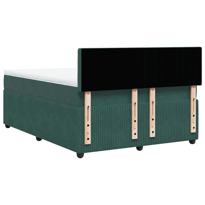Boxspring met matras fluweel donkergroen 140x190 cm