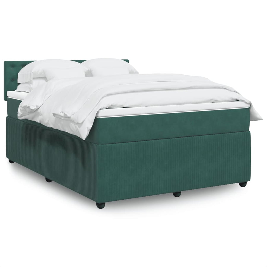 Boxspring met matras fluweel donkergroen 140x190 cm