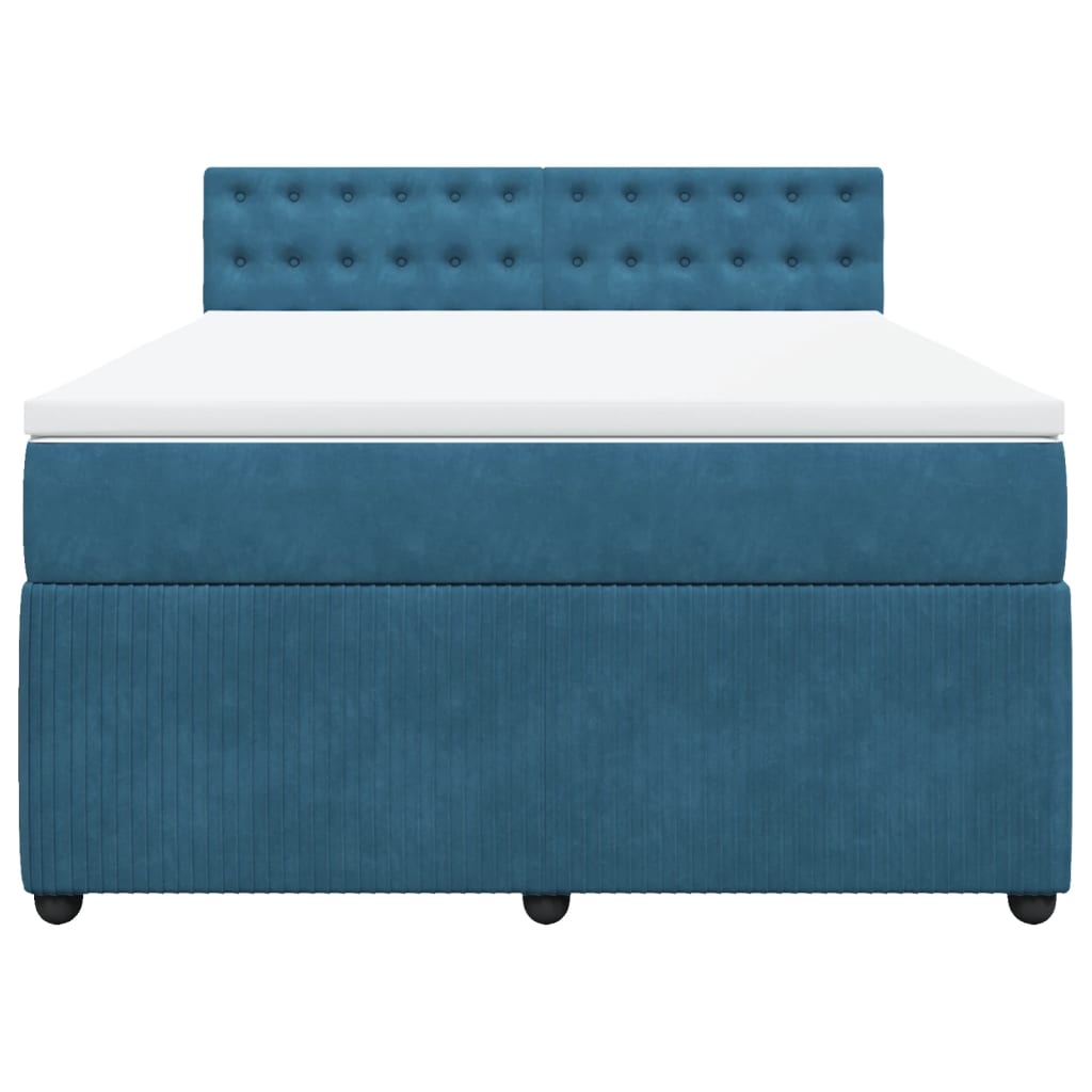 Boxspring met matras fluweel blauw 140x190 cm