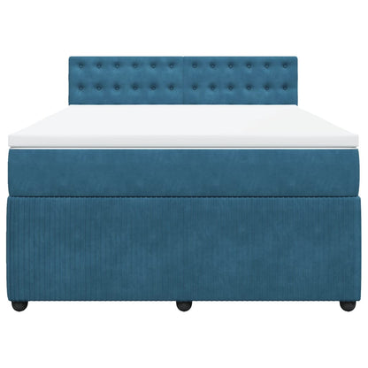 Boxspring met matras fluweel blauw 140x190 cm