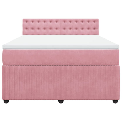 Boxspring met matras fluweel roze 140x190 cm