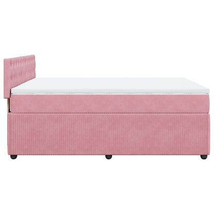 Boxspring met matras fluweel roze 140x190 cm