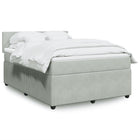 Boxspring met matras 140x200 cm lichtgrijs fluweel