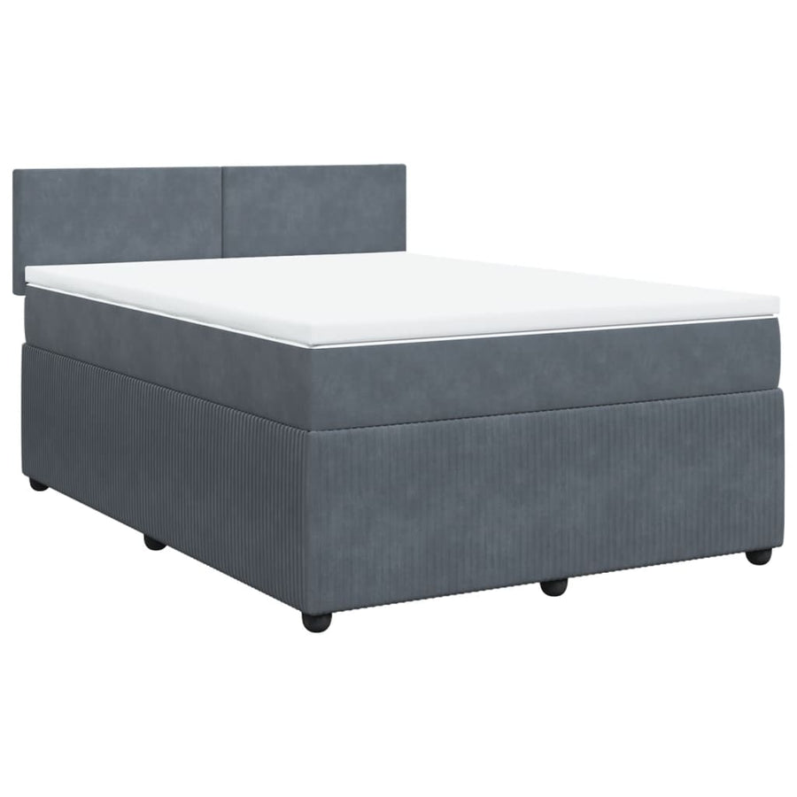 Boxspring met matras fluweel donkergrijs 140x200 cm