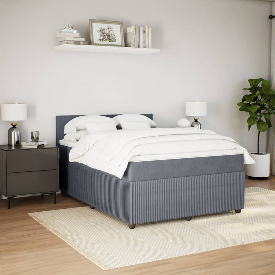 Boxspring met matras fluweel donkergrijs 140x200 cm