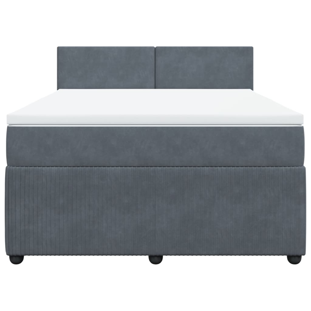 Boxspring met matras fluweel donkergrijs 140x200 cm