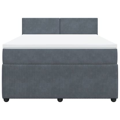 Boxspring met matras fluweel donkergrijs 140x200 cm