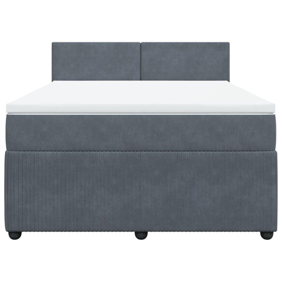 Boxspring met matras fluweel donkergrijs 140x200 cm