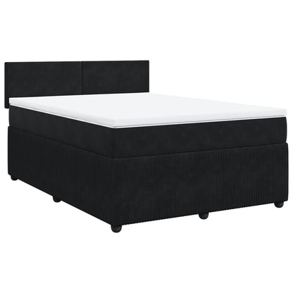 Boxspring met matras fluweel zwart 140x200 cm