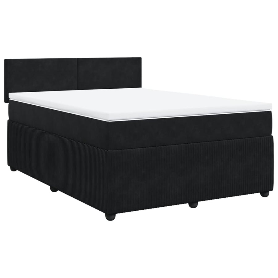 Boxspring met matras fluweel zwart 140x200 cm