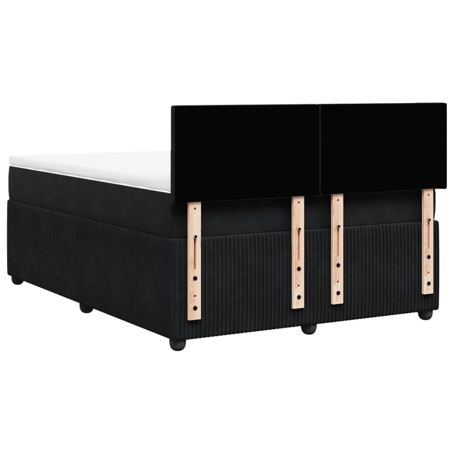 Boxspring met matras fluweel zwart 140x200 cm