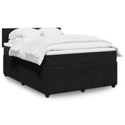 Velvet black box spring with mattress 140x200 cm