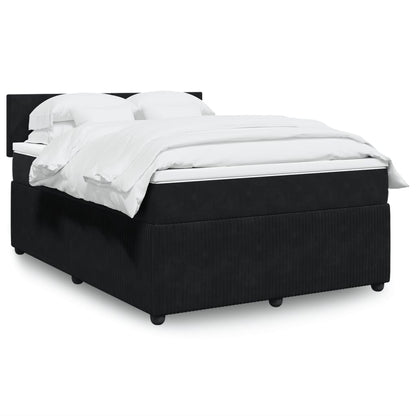Boxspring met matras fluweel zwart 140x200 cm