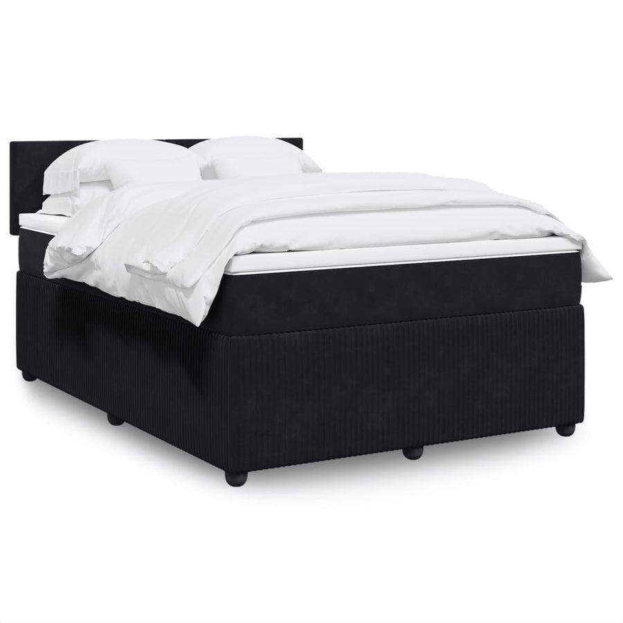 Boxspring met matras fluweel zwart 140x200 cm