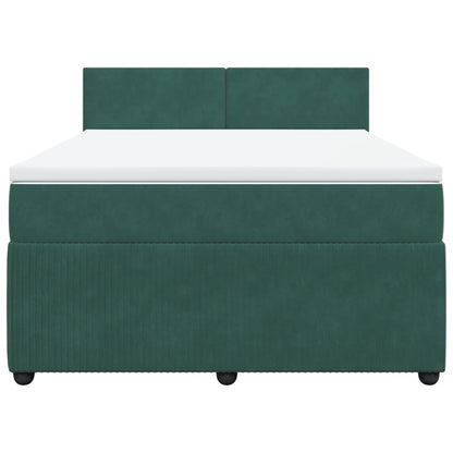 Boxspring met matras fluweel donkergroen 140x200 cm