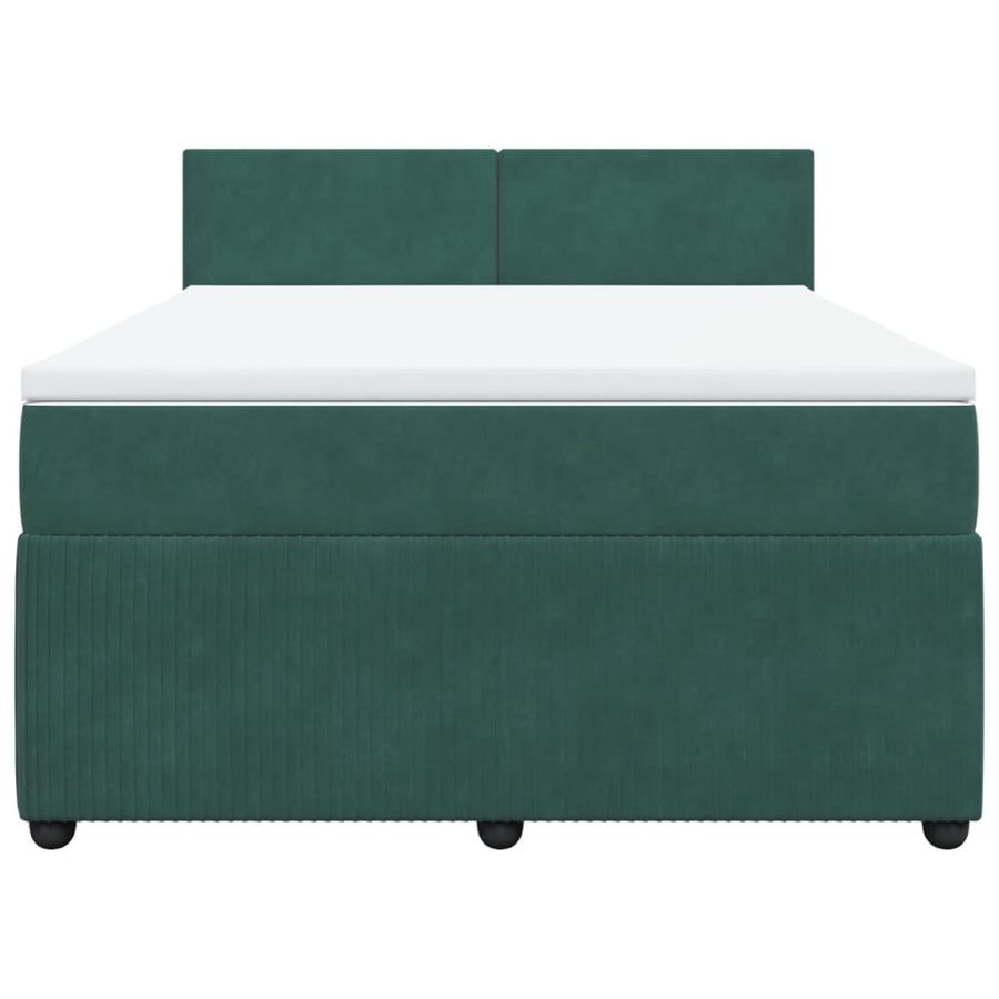 Boxspring met matras fluweel donkergroen 140x200 cm