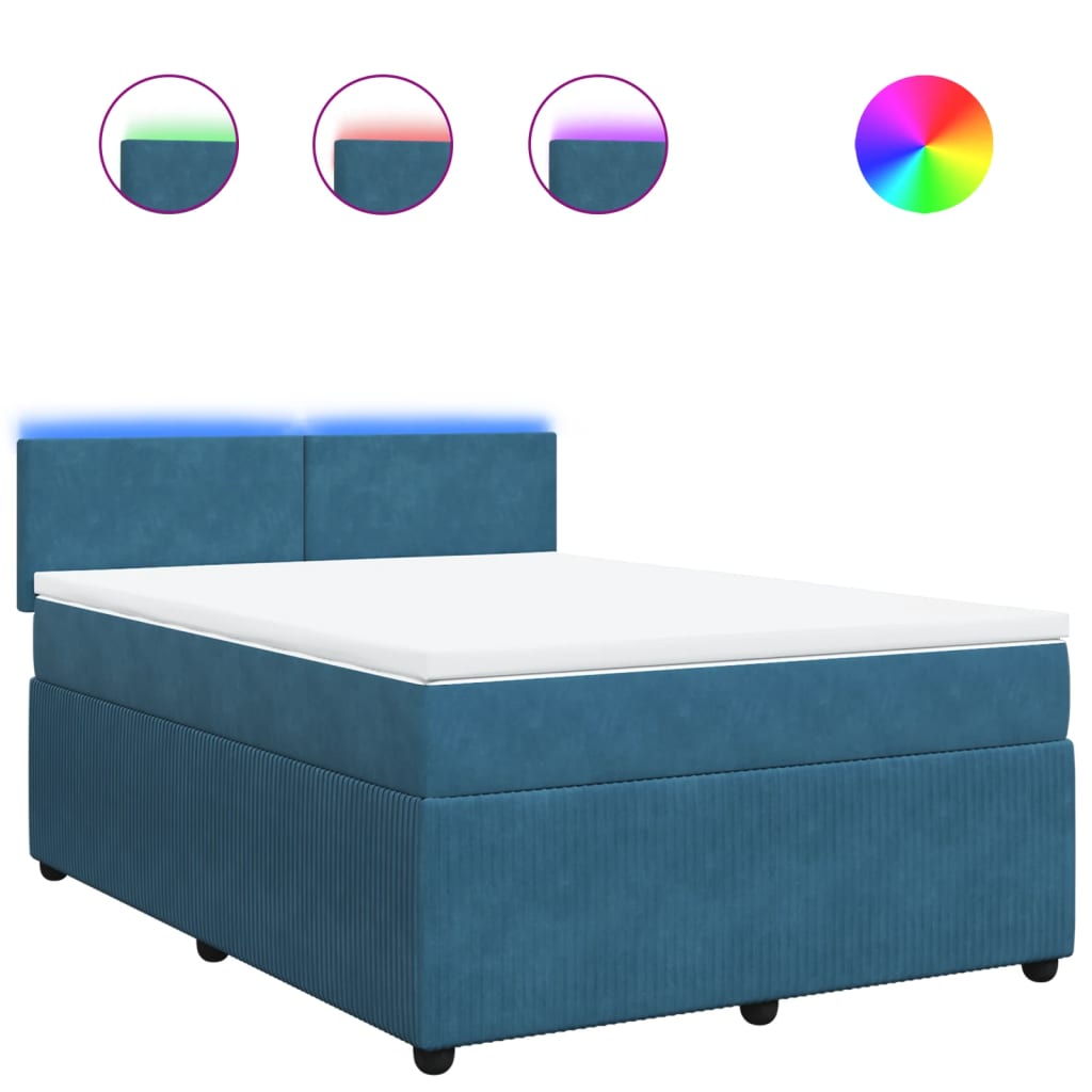 Boxspring met matras fluweel blauw 140x200 cm