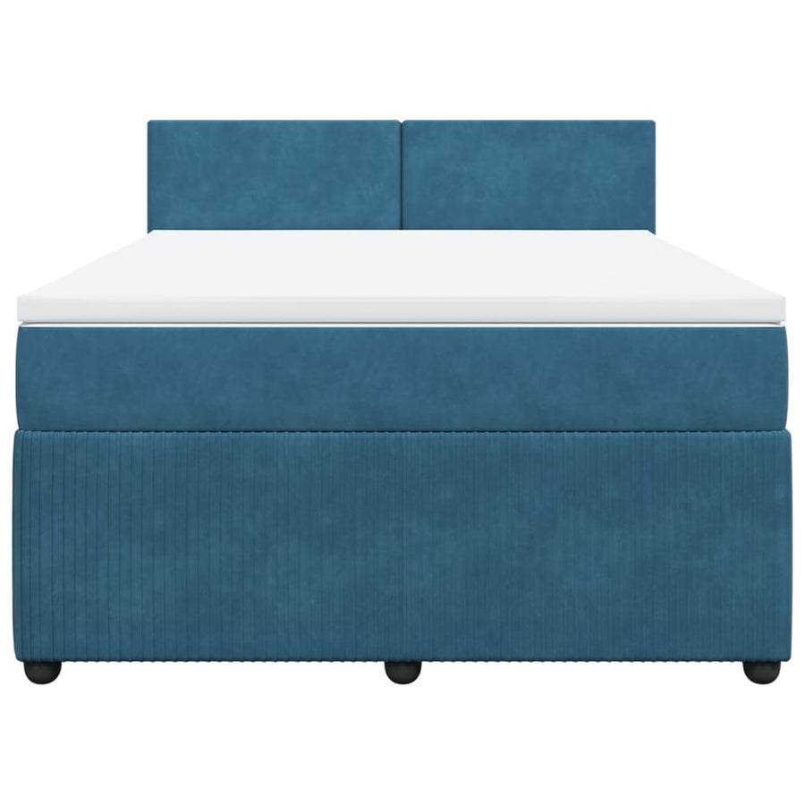 Boxspring met matras fluweel blauw 140x200 cm
