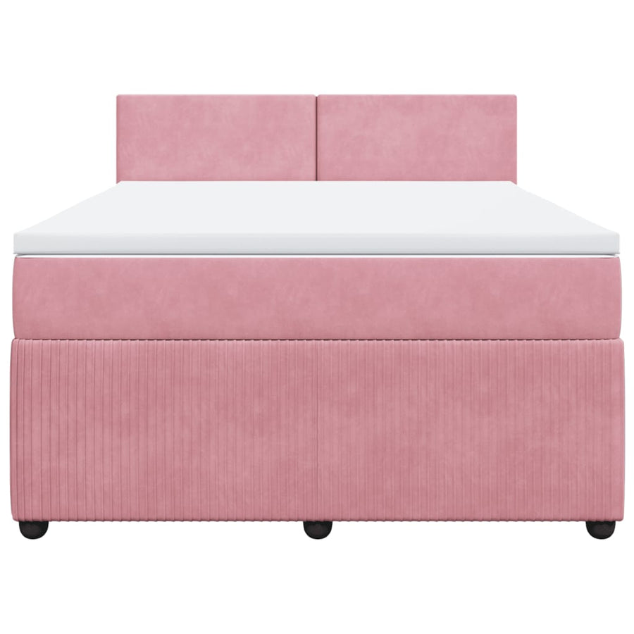 Boxspring met matras fluweel roze 140x200 cm
