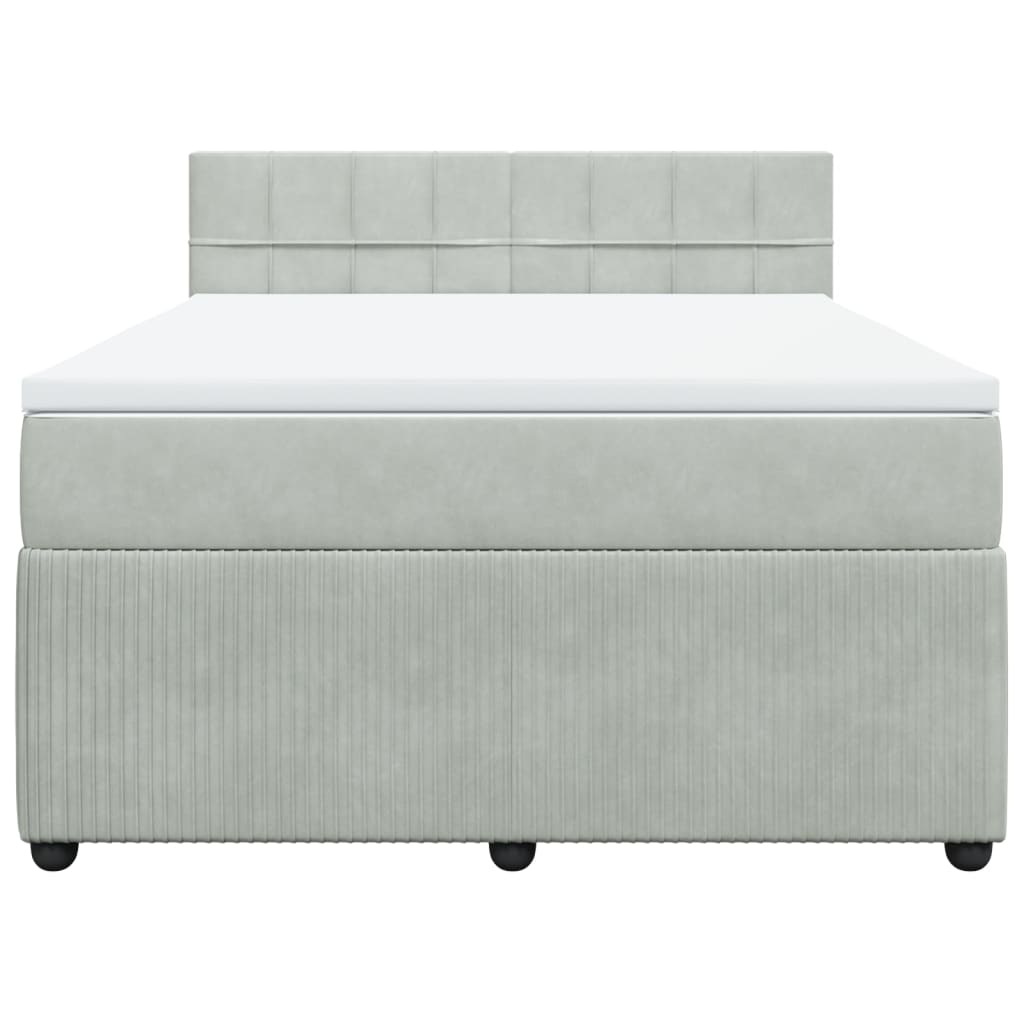 Boxspring met matras fluweel lichtgrijs 140x200 cm