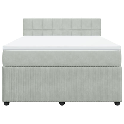 Boxspring met matras fluweel lichtgrijs 140x200 cm
