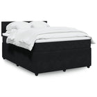 Velvet black box spring with mattress 140x200 cm
