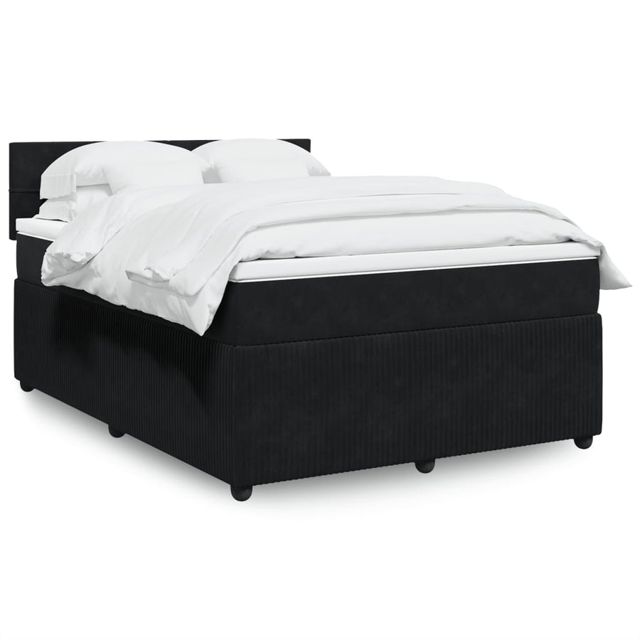Boxspring met matras fluweel zwart 140x200 cm
