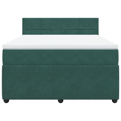 Boxspring met matras fluweel donkergroen 140x200 cm