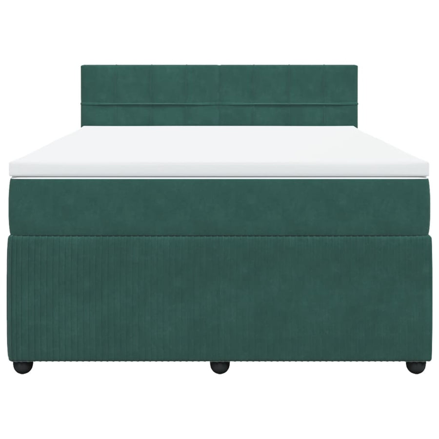 Boxspring met matras fluweel donkergroen 140x200 cm