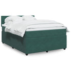 Box spring bed with velvet mattress dark green 140x200 cm