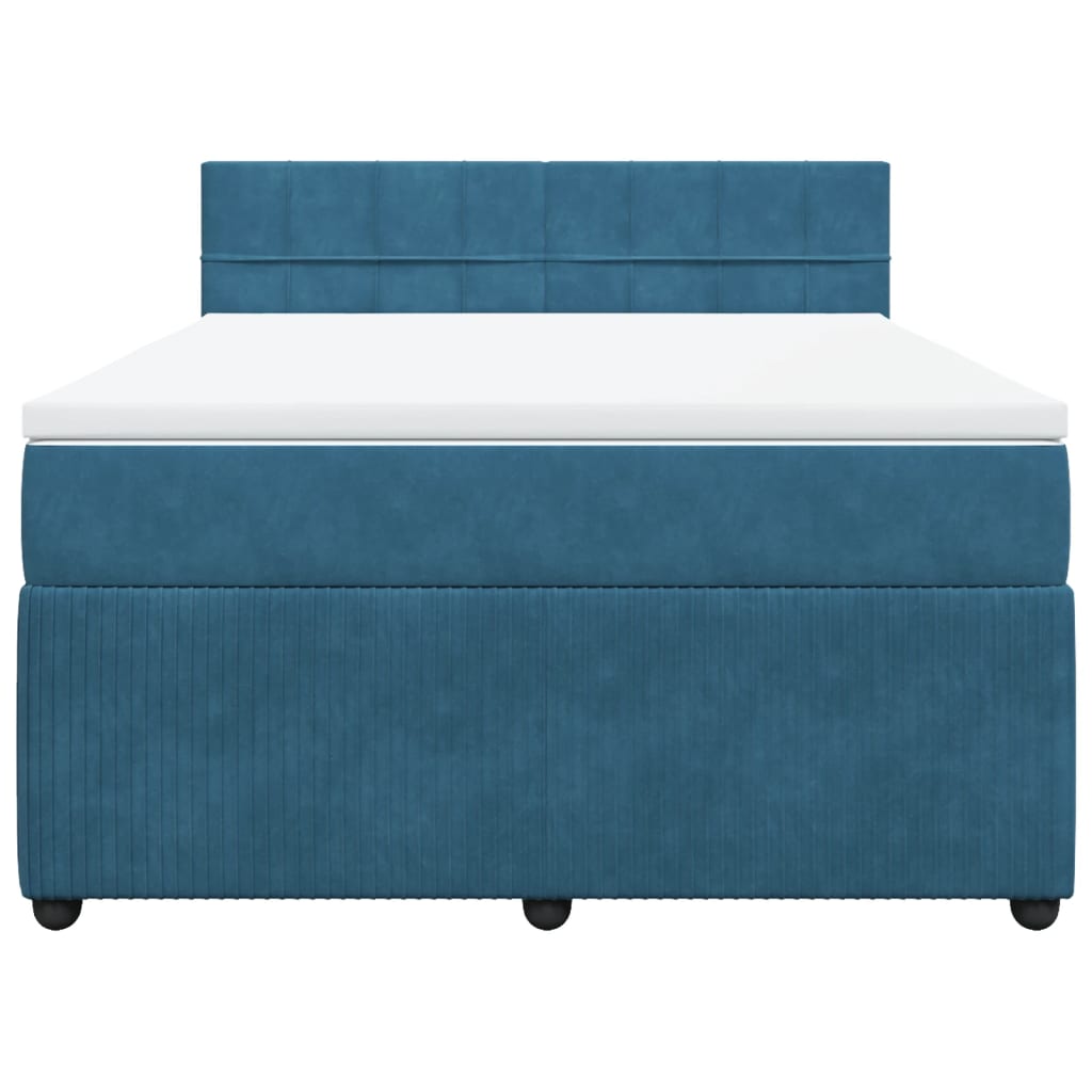 Boxspring met matras fluweel blauw 140x200 cm