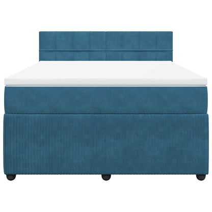 Boxspring met matras fluweel blauw 140x200 cm