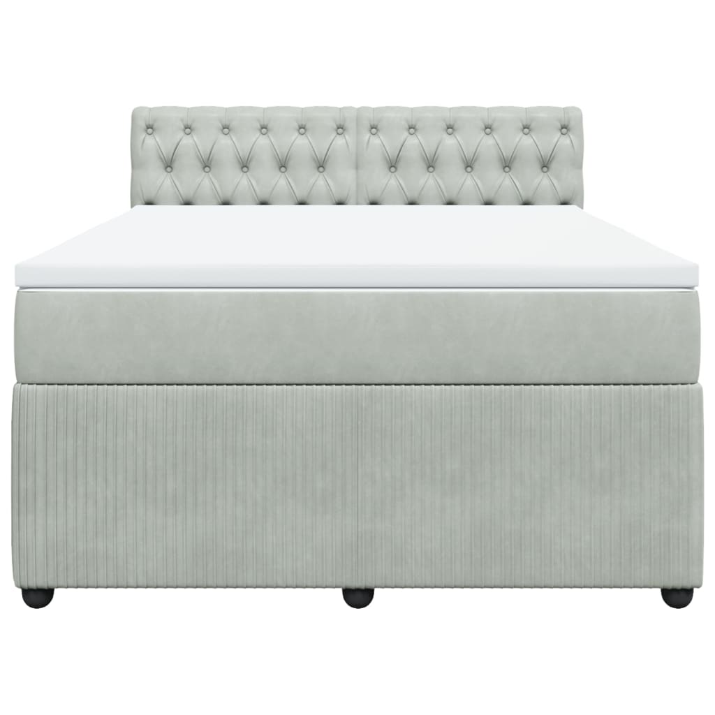 Boxspring met matras fluweel lichtgrijs 140x200 cm