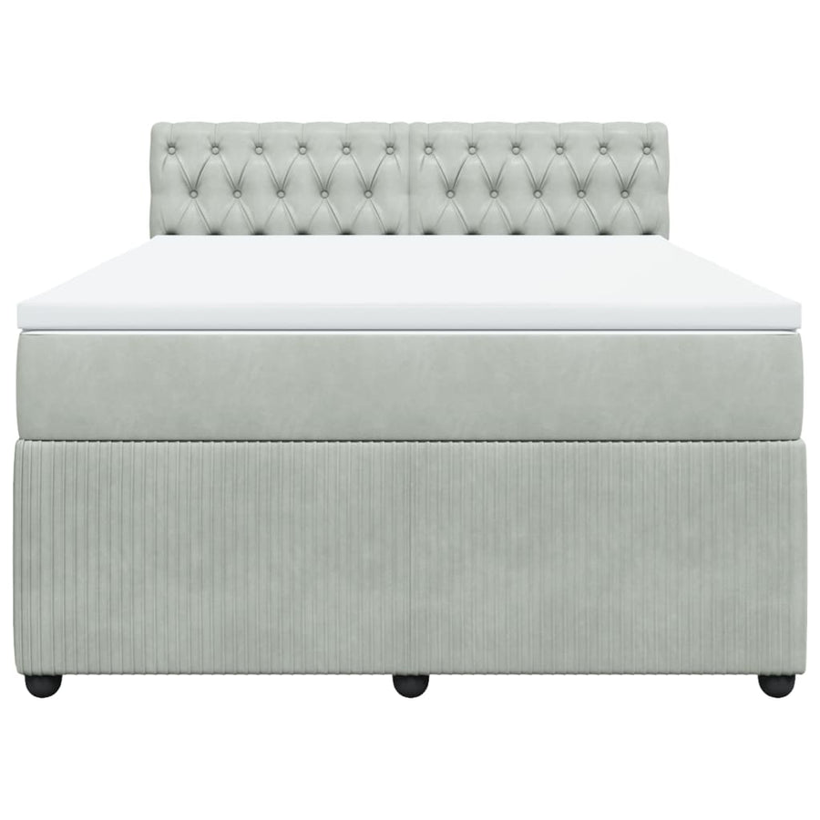 Boxspring met matras fluweel lichtgrijs 140x200 cm