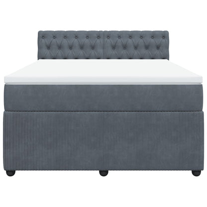 Boxspring met matras fluweel donkergrijs 140x200 cm