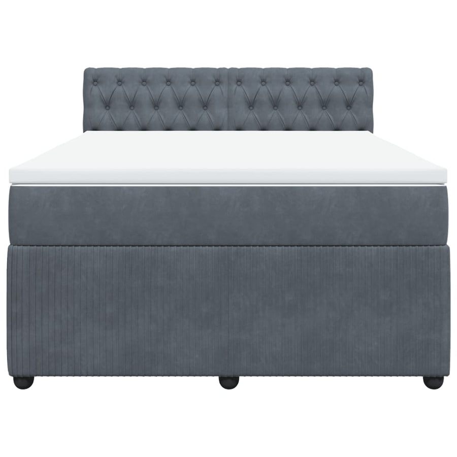 Boxspring met matras fluweel donkergrijs 140x200 cm