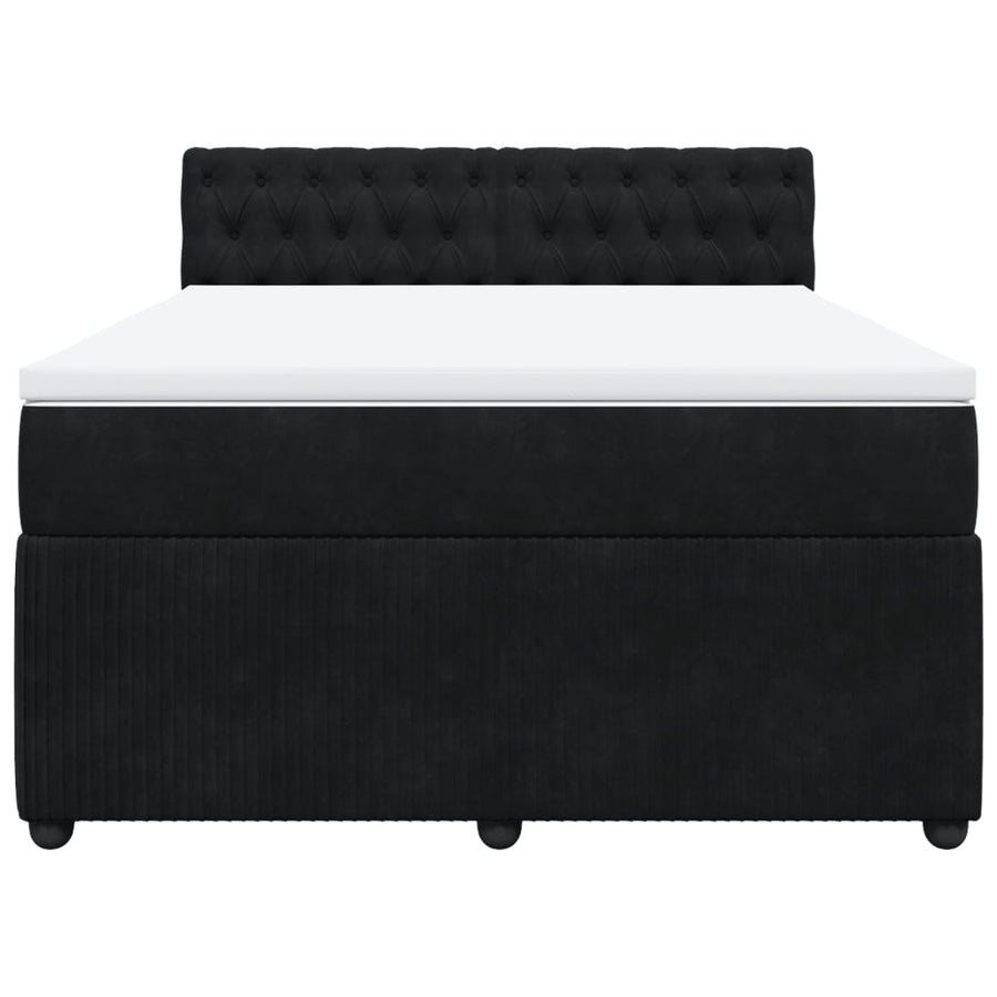Boxspring met matras fluweel zwart 140x200 cm