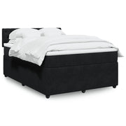 Velvet black box spring with mattress 140x200 cm