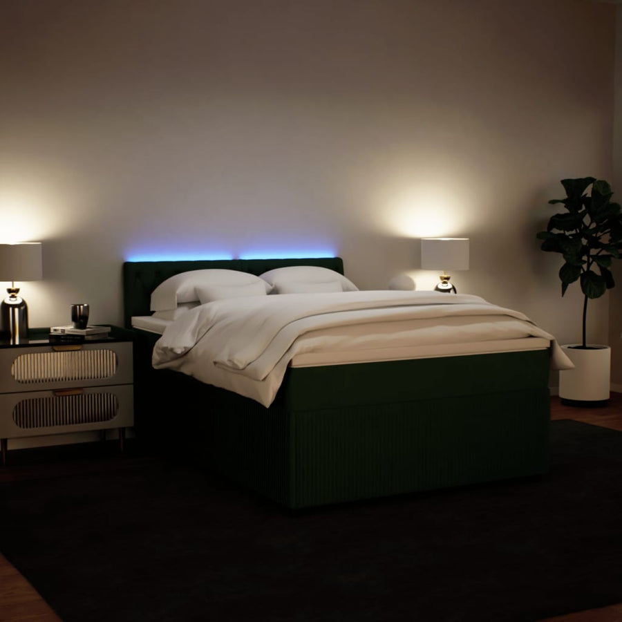 Boxspring met matras fluweel donkergroen 140x200 cm