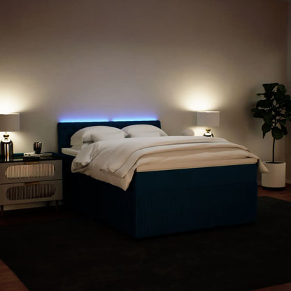 Boxspring met matras fluweel blauw 140x200 cm