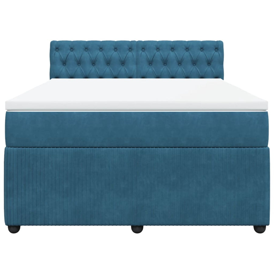 Boxspring met matras fluweel blauw 140x200 cm