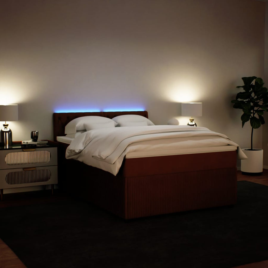 Boxspring met matras fluweel roze 140x200 cm